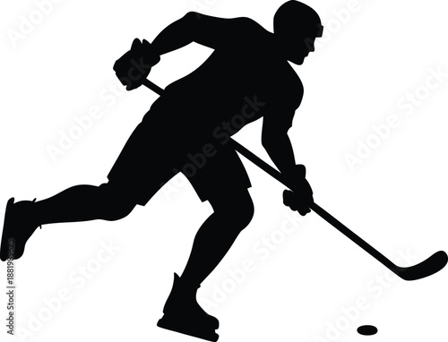 Ice Hockey Shoot Silhouette Vector Illustration