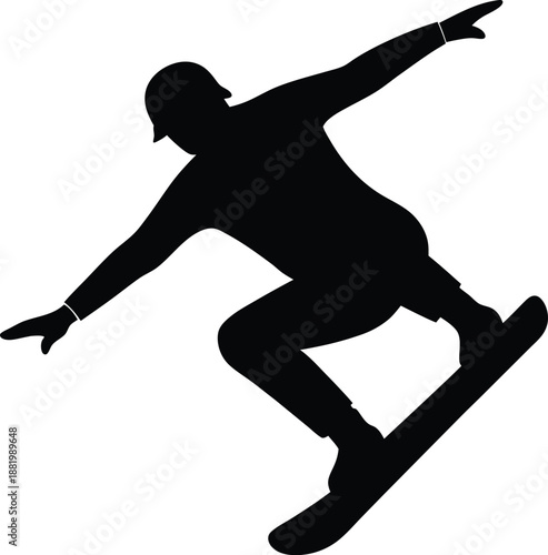 Snowboard Jump Silhouette Vector Illustration
