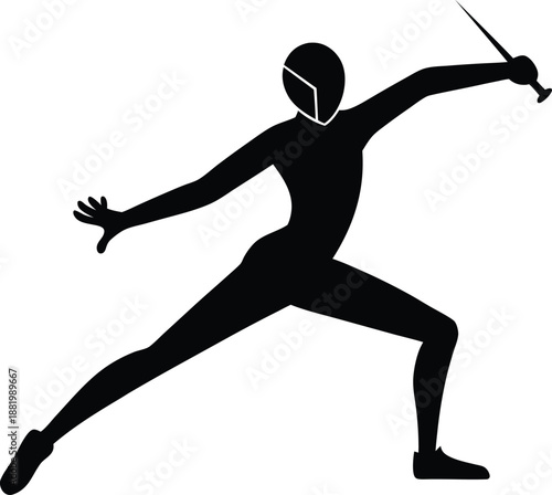 Fencing Lunge Silhouette Vector Illustration