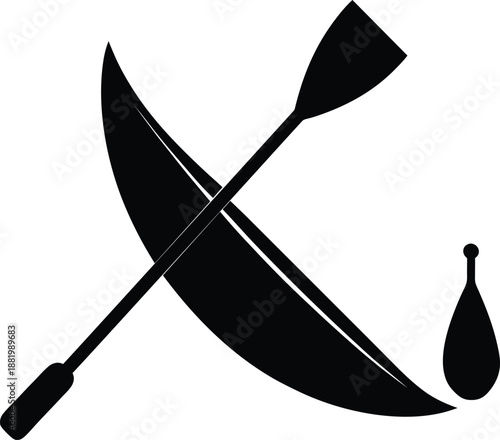 Canoe Paddle Silhouette Vector Illustration