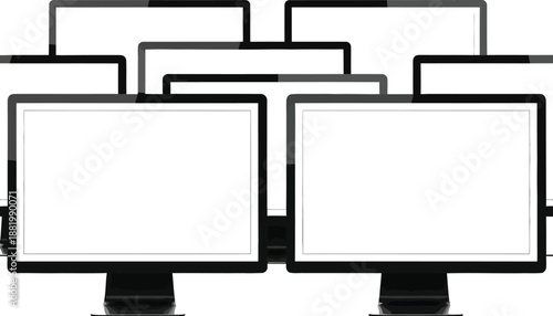 Multiple Computer Monitors Network Setup for Office Workstation