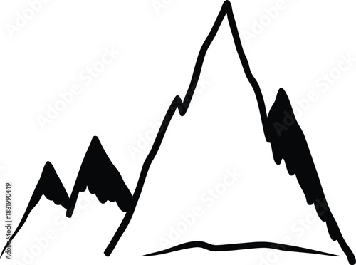 Mountain Silhouette Line Art Illustration with Minimal Outline Design