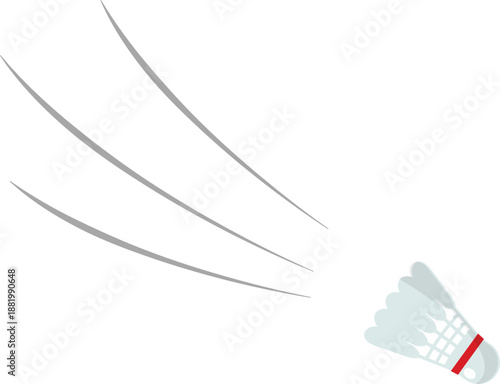 Badminton Equipment, featuring A single shuttlecock (birdie) with curved motion line