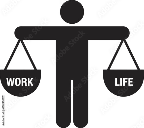 work life balance concept with scales and person