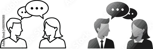 Two People Communicating with Speech Bubbles Illustration