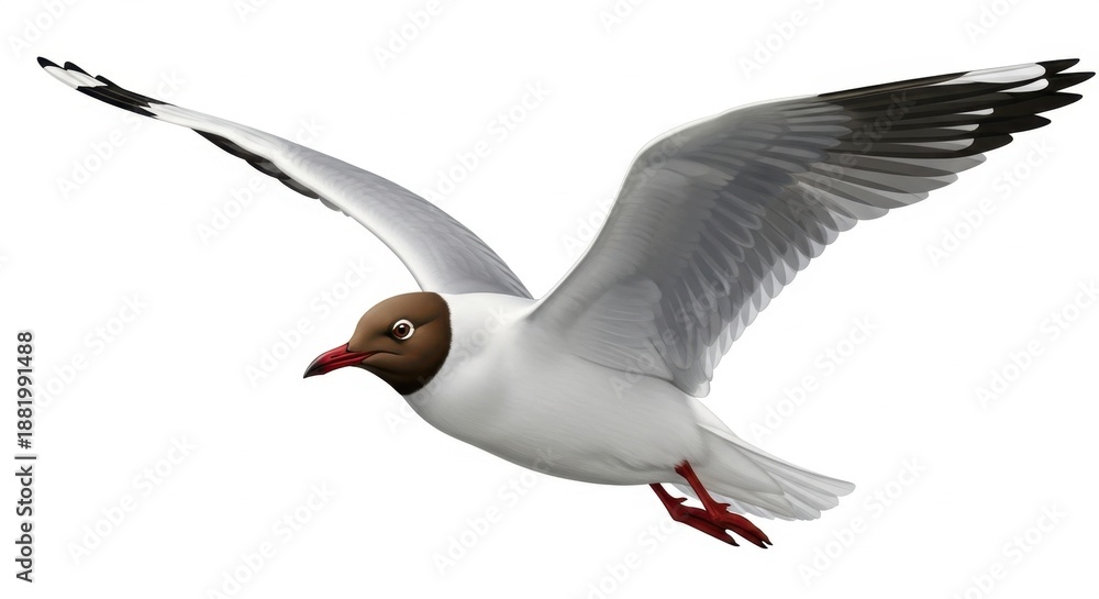 Obraz premium Black-headed Gull in Flight - A Study in Avian Grace.