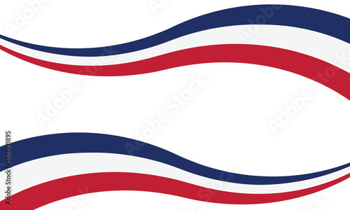 Abstract Wavy Tricolor Ribbon Background Red White Blue Vector
