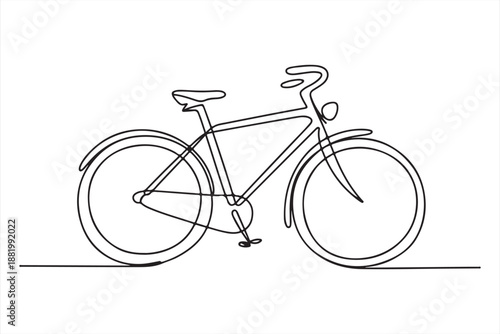 Continuous line art cyclist on road bike, Minimalist single line drawing of a racing bicycle illustrating movement and speed vector illustration