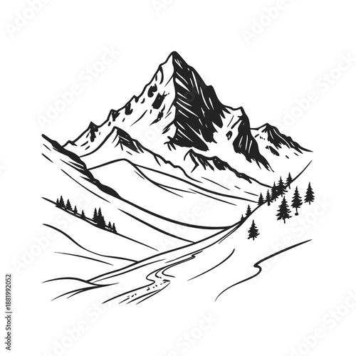 Mountainous Landscape with Winding River and Scenic Natural Terrain