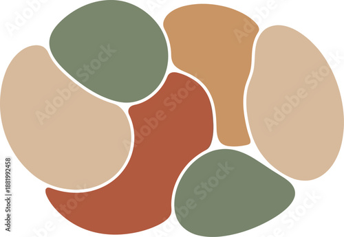 Abstract Composition of Organic Shapes in Earthy Tones, Creating a Visually Pleasing and Harmonious Design Element