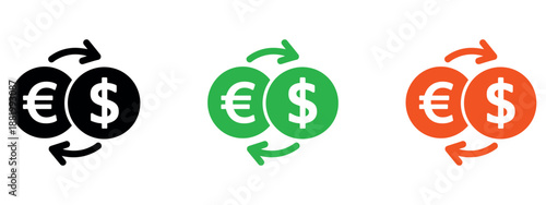 Euro and dollar currency exchange icons for global financial transactions vector.