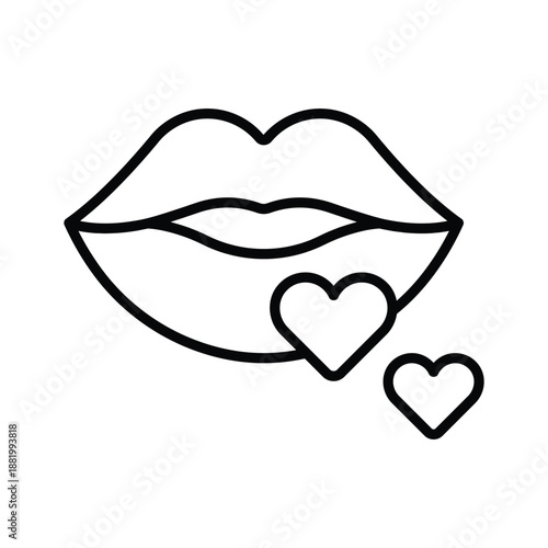 A line icon of romantic kissing moment for valentines couples