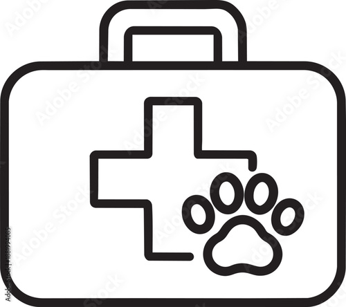 Veterinary first aid kit box line icon for emergency medical help supply