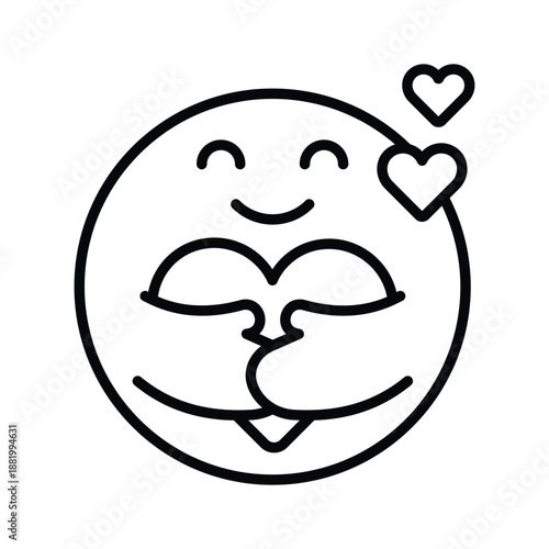 Creatively crafted line icon of love emoji expressing valentines affection