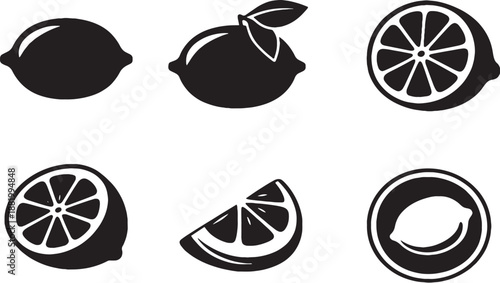 Lemon Icon Bundle Black and White EPS