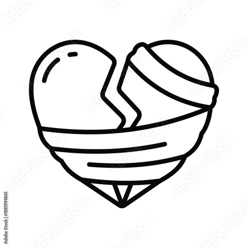 A visually engaging line icon of broken heart emotion