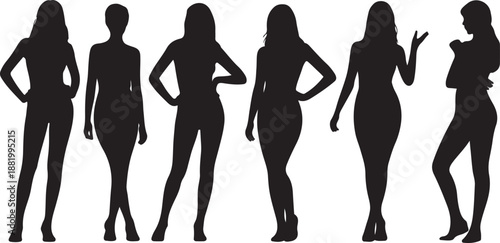 a sign of several female. silhouette vector illustration with white background.