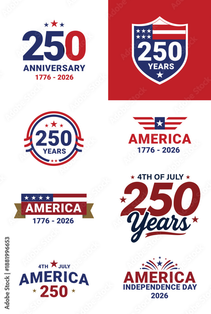 Naklejka premium american flag stamp, 250 banner with us flag inside vector illustration