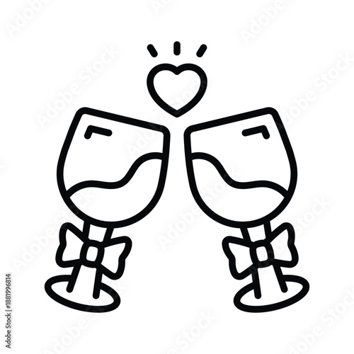A festive line icon of romantic cheers for valentines celebration