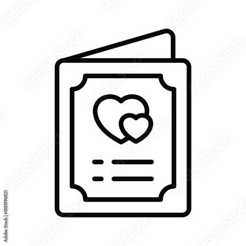 A well designed line icon of greeting card with valentines love