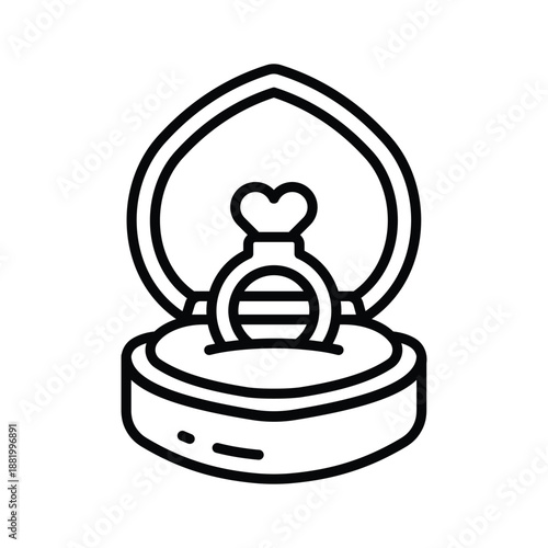 Here is a modern line icon of engagement ring for valentines proposal