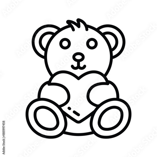 A cute line icon of teddy bear for valentines love gift