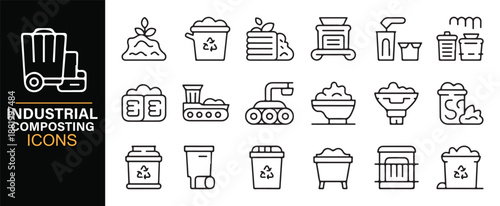 Editable composting and recycling icons for eco solutions
