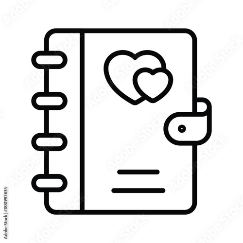 A customizable line icon of diary for valentines love memories