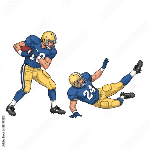 American football players in action dynamic play