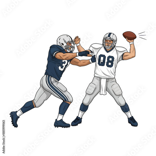 American football players in action, intense competition on the field