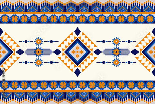 Seamless geometric pattern . pixel pattern. Design for clothing fabric textile ornamentation embroidery Hand stitched pattern . cultural stitching pixel art , Cross stitch pattern