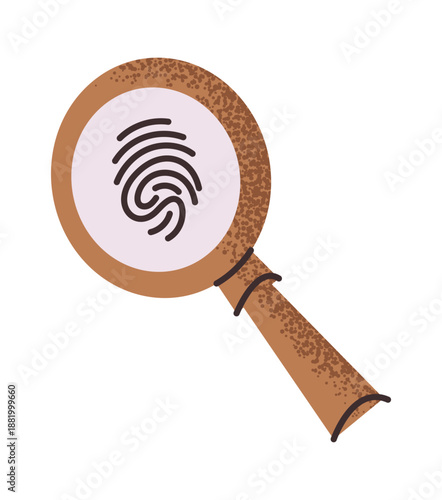 Magnifying glass focused on fingerprint