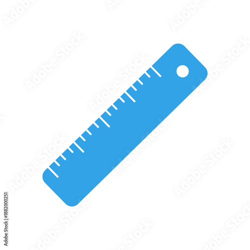 Blue plastic ruler for measuring and geometry lessons in school and technical drawing for students