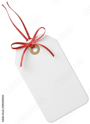 White tag png Blank label cutout Empty card png Clean price tag cutout New gift label png Small coupon cutout Red ribbon tag png Golden eyelet cutout Paper isolated transparent background image