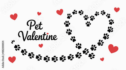 Celebrate pet valentine with paw prints Vector