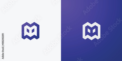 Futuristic Letter M tech logo