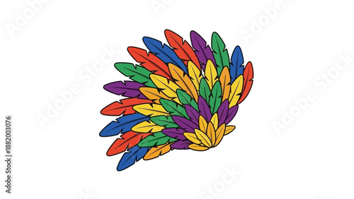 A colorful arrangement of multicolored pencils fanned out on a plain white background with a vibrant and creative mood.