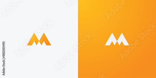 Futuristic Letter M tech logo