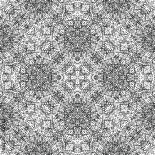 seamless op art creative geometric pattern, ornament, interweaving of fine lines create lacy or web-like texture, mysticism and mystery, infinity, order in chaos, fashion print, original vector decor