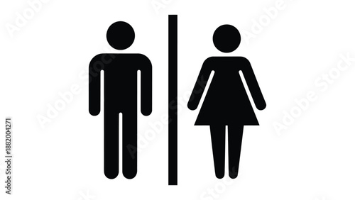 male and female restroom icon silhouette representing gender symbols, public toilet signage and bathroom wayfinding design
