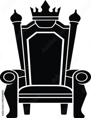 Regal throne silhouette with ornate details and crown