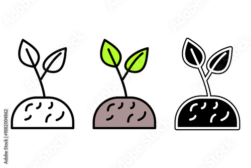 Reforestation illustration in three different styles. Environmental theme, vector illustration.