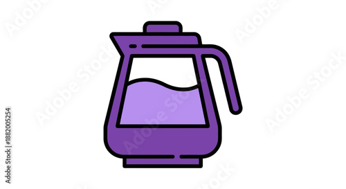 A purple coffee pot icon with a simple and modern design