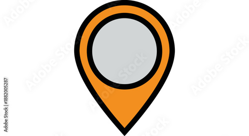 A modern orange map pin icon with a gray center on a white background