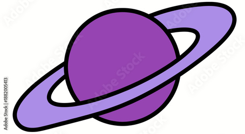A purple planet with a ring in a simple vector graphic design