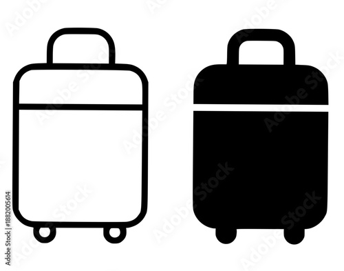 Travel icon, suitcase illustration in outline and silhouette style
