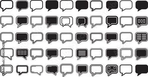 Collection of various speech bubbles and chat boxes for communication and dialogue representation