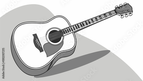 Acoustic guitar on a modern gray background with shadow