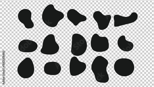 Black organic amorphous shapes for graphic design digital media and modern branding identity