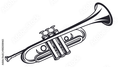Vintage trumpet illustration in classic black and white